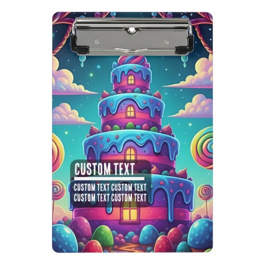 Benutzerdefinierte Text Whimsical Candy Cake Illus Mini Klemmbrett (Vorderseite)