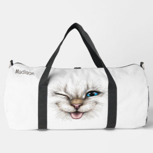 Benutzerdefinierte Text-Winking-Katze Duffle Bag