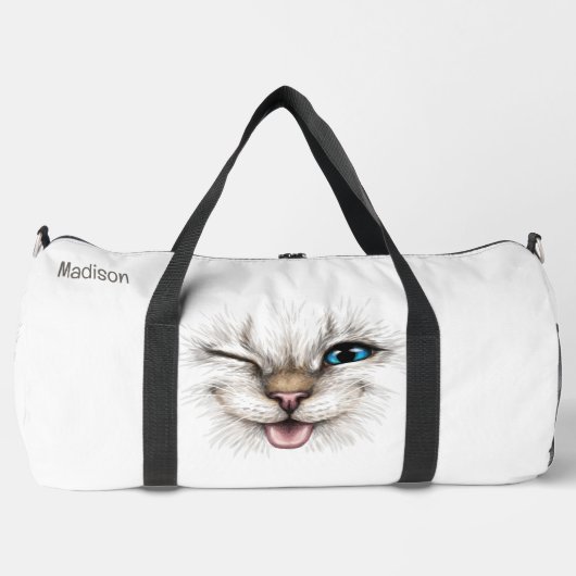 Benutzerdefinierte Text-Winking-Katze Duffle Bag (Vorderseite)