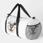 Benutzerdefinierte Text-Winking-Katze Duffle Bag (Rechte Ecke)