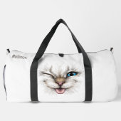 Benutzerdefinierte Text-Winking-Katze Duffle Bag (Rückseite)