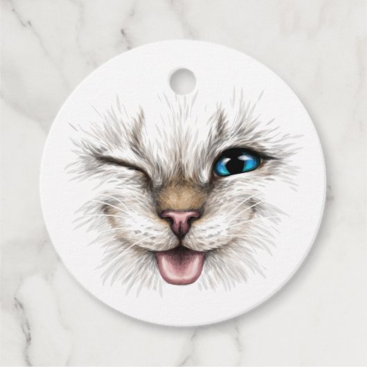 Benutzerdefinierte Text-Winking-Katze Geschenkanhänger (Vorderseite)