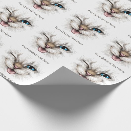 Benutzerdefinierte Text-Winking-Katze Geschenkpapier (Ecke)