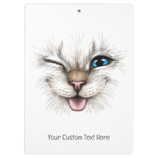 Benutzerdefinierte Text-Winking-Katze Klemmbrett (Rückseite)