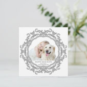 Benutzerdefinierte Text-Zierrahmen-Weihnachtsfotok Feiertagskarte (Stehend Vorderseite)