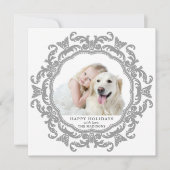 Benutzerdefinierte Text-Zierrahmen-Weihnachtsfotok Feiertagskarte (Vorderseite)