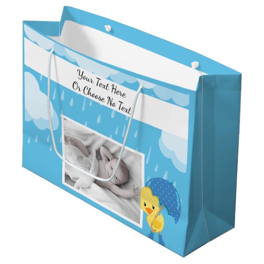 Benutzerdefinierte Texte/Fotos Kinderdusche oder - Große Geschenktüte (Vorderseite Schrägansicht)