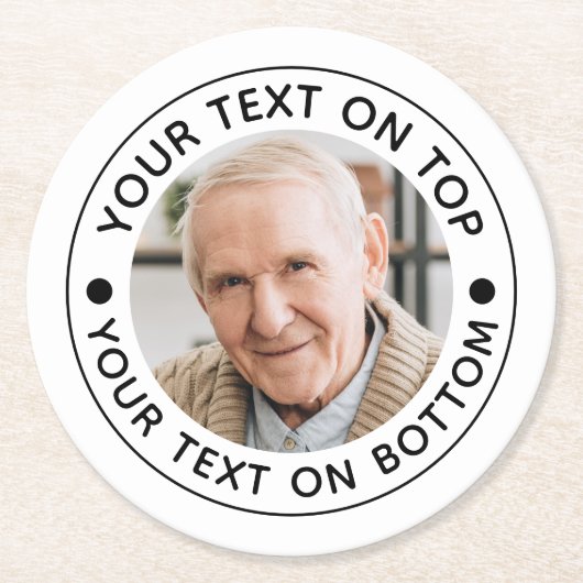 Benutzerdefinierte Textfarben für Minimalistisches Runder Pappuntersetzer (Vorderseite)