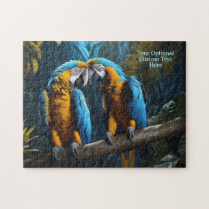 Benutzerdefinierte Textfarbenfrohe Papageien Puzzle