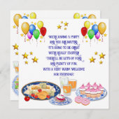 Benutzerdefinierte Textfenster und Party-Lebensmit Einladung (Vorne/Hinten)