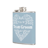 benutzerdefinierte Textflasche für Team Groom Flachmann (Links)