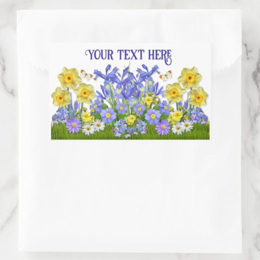 Benutzerdefinierte Textfrühlingsblumen und Schmett Rechteckiger Aufkleber (Tasche)