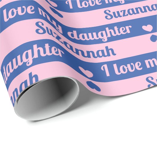 Benutzerdefinierte Texthärtchen Streifen Valentini Geschenkpapier (Rolleneckpunkt)