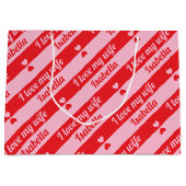 Benutzerdefinierte Textherzen Streifen Valentinin- Große Geschenktüte (Vorderseite)