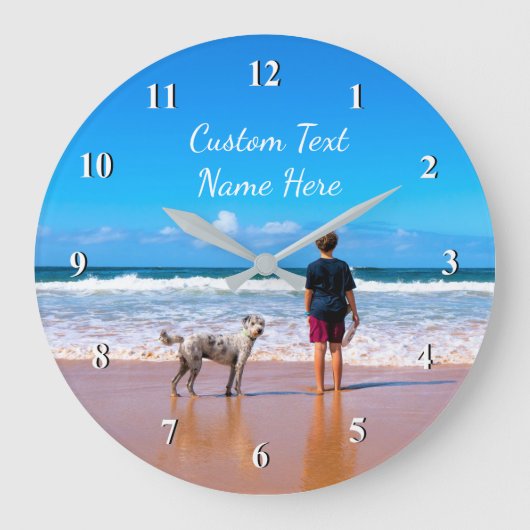 Benutzerdefinierte Textmauer im Foto - Das Design Große Wanduhr (Vorderseite)