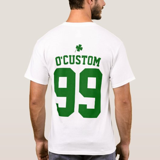 Benutzerdefinierte Textnummer Grün am St. Patrick' T-Shirt (Rückseite)