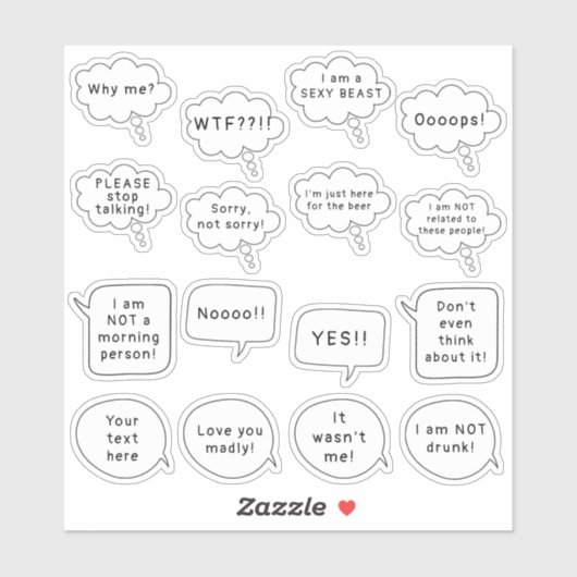 Benutzerdefinierte Textsprache und Gedankenspiel-S Aufkleber (Blatt)