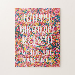 Benutzerdefinierte Textsprinklen  Glücklicher Geb Puzzle