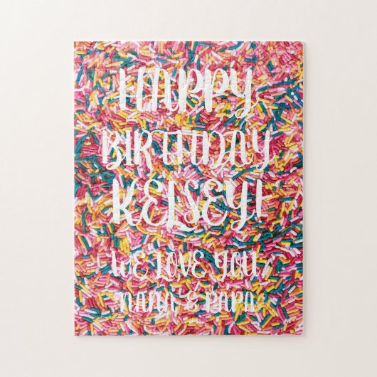 Benutzerdefinierte Textsprinklen | Happy Birthday Puzzle (Vertikal)