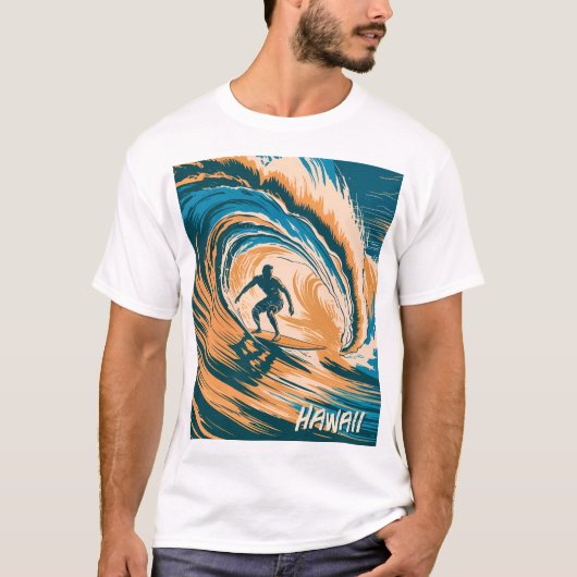 Benutzerdefinierte Textsurfer Surfwellen Minimale  T-Shirt (Vorderseite)