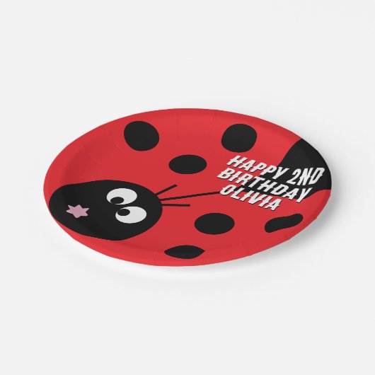 Benutzerdefinierte Texttablette Ladybird - Niedlic Pappteller (Schrägansicht)