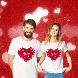 Benutzerdefinierte Textvalente Rote Rose Herzform T-Shirt