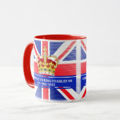 Benutzerdefinierte Textzeichnung König Charles III Tasse (Vorderseite Links)