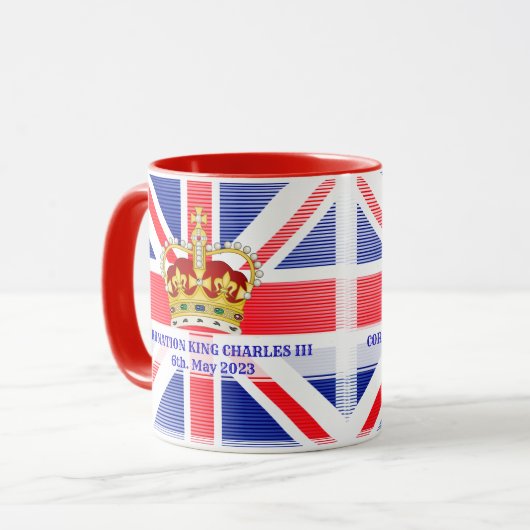 Benutzerdefinierte Textzeichnung König Charles III Tasse (Vorderseite Links)