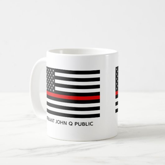 Benutzerdefinierte Thin Red Line American Flag Kaffeetasse (Vorderseite Links)