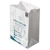 Benutzerdefinierte Tierarzt-Papiertüte mit QR-Code Mittlere Geschenktüte (Vorderseite Schrägansicht)