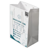 Benutzerdefinierte Tierarzt-Papiertüte mit QR-Code Mittlere Geschenktüte (Rückseite Schrägansicht)