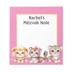 Benutzerdefinierte Tiere Girl's Mitzvah-Notizen No Notizblock