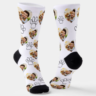 Benutzerdefinierte Tierfotos & Pfotenabdrücke schw Socken