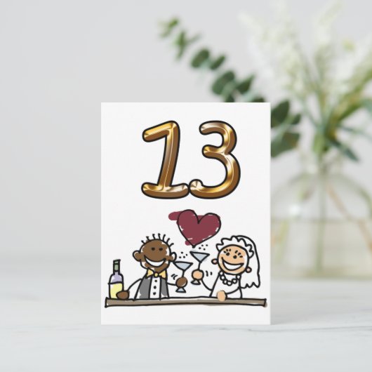 Benutzerdefinierte Tischnummer 13 Postkarten (Stehend Vorderseite)