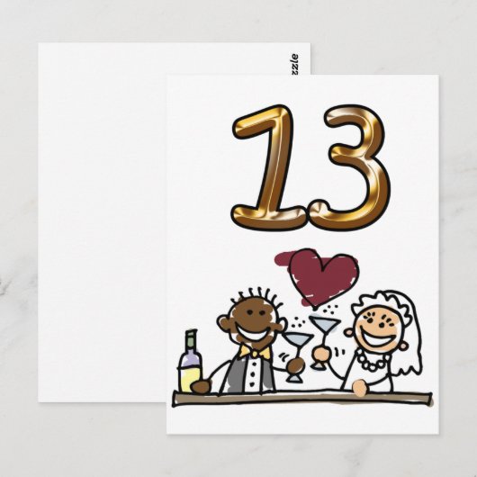 Benutzerdefinierte Tischnummer 13 Postkarten (Vorne/Hinten)