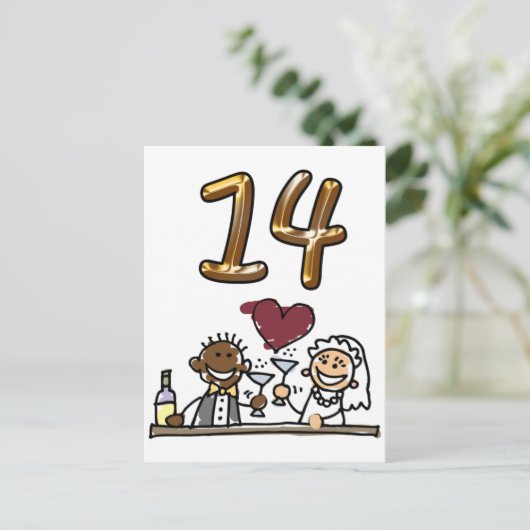 Benutzerdefinierte Tischnummer 14 Postkarten (Stehend Vorderseite)