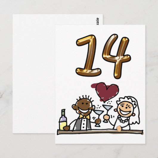 Benutzerdefinierte Tischnummer 14 Postkarten (Vorne/Hinten)