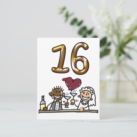 Benutzerdefinierte Tischnummer 16 Postkarten (Stehend Vorderseite)