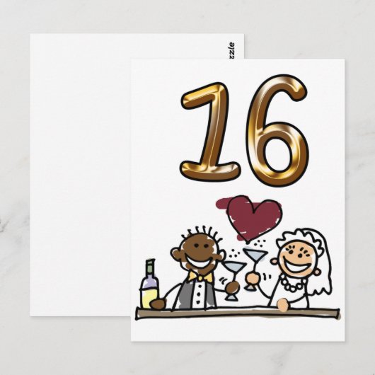 Benutzerdefinierte Tischnummer 16 Postkarten (Vorne/Hinten)