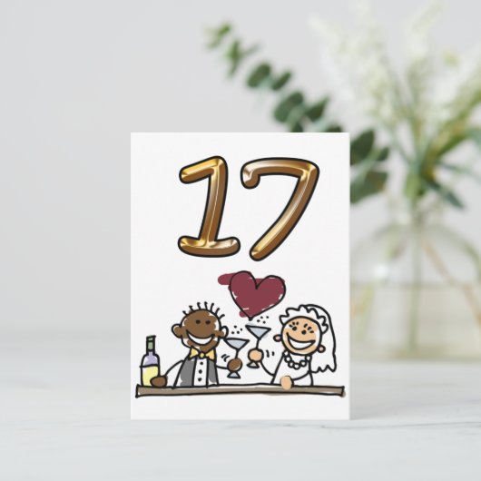 Benutzerdefinierte Tischnummer 17 Postkarten (Stehend Vorderseite)