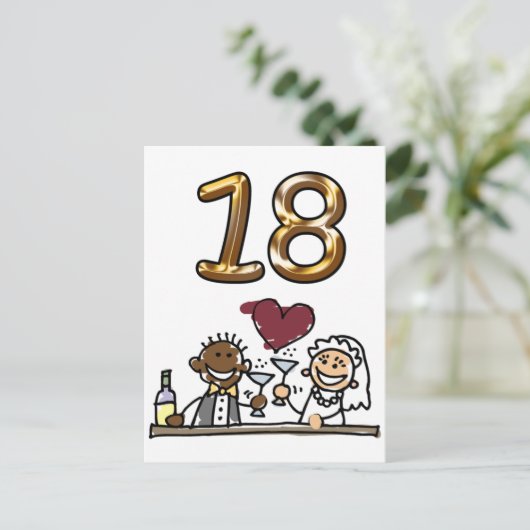 Benutzerdefinierte Tischnummer 18 Postkarten (Stehend Vorderseite)