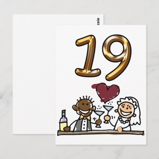 Benutzerdefinierte Tischnummer 19 Postkarten (Vorne/Hinten)