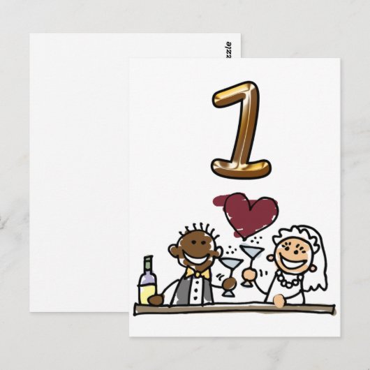 Benutzerdefinierte Tischnummer 1 Postkarten (Vorne/Hinten)