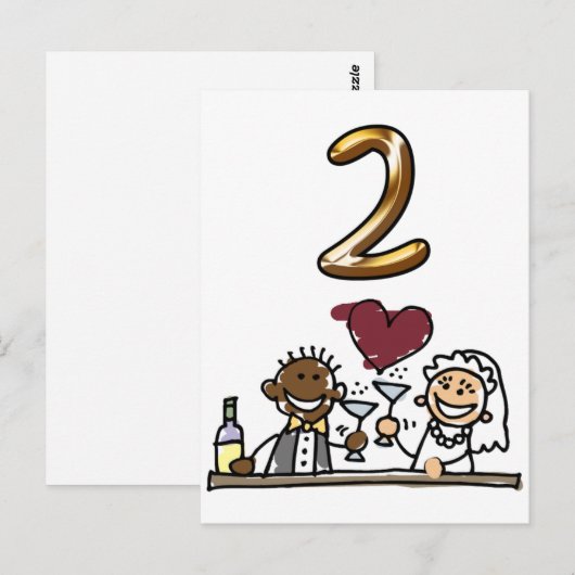 Benutzerdefinierte Tischnummer 2 Postkarten (Vorne/Hinten)