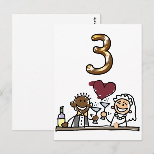 Benutzerdefinierte Tischnummer 3 Postkarten (Vorne/Hinten)