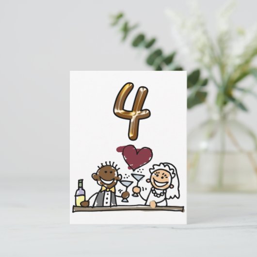 Benutzerdefinierte Tischnummer 4 Postkarten (Stehend Vorderseite)