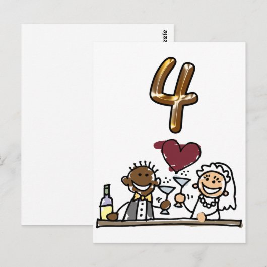 Benutzerdefinierte Tischnummer 4 Postkarten (Vorne/Hinten)