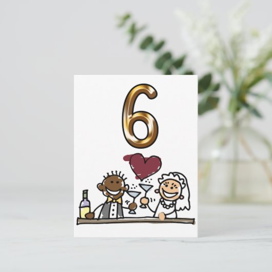 Benutzerdefinierte Tischnummer 6 Postkarten (Stehend Vorderseite)