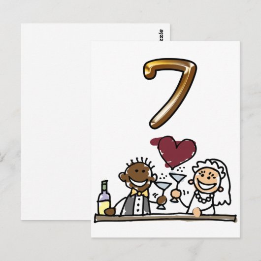 Benutzerdefinierte Tischnummer 7 Postkarten (Vorne/Hinten)