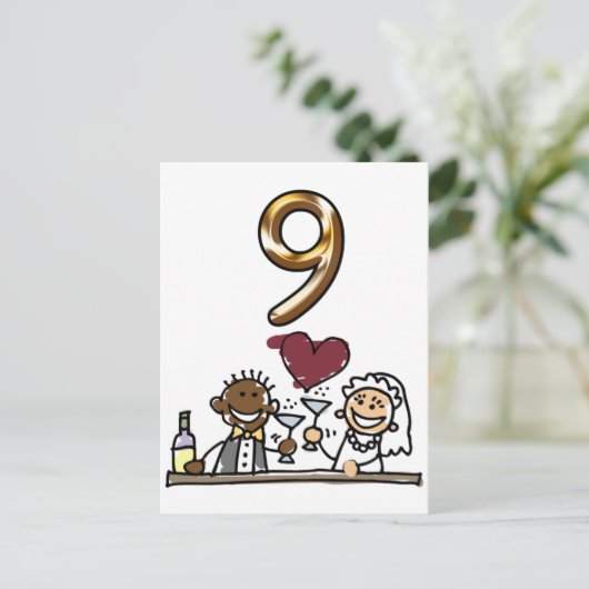 Benutzerdefinierte Tischnummer 9 Postkarten (Stehend Vorderseite)